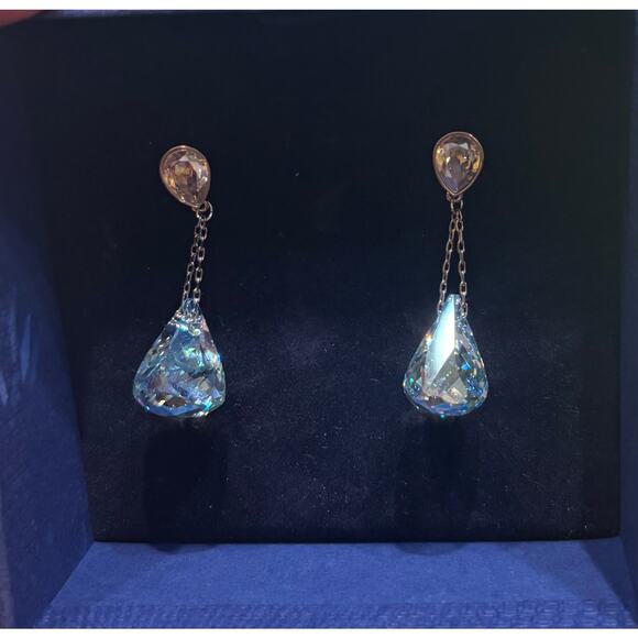 Swarovski crystal earrings blue Lunar PE Drop Lazo Mol 8193294 NWT - Picture 8 of 13